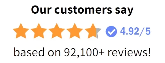 Rated 4.92 out of 5 based on 92,100+ reviews